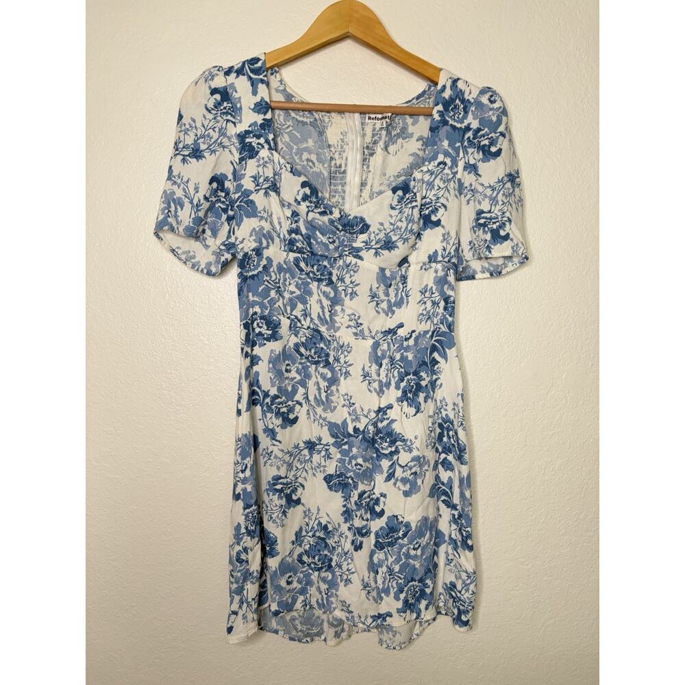 Reformation Brittney Dress in Olympia Floral Blue White Size 8 Feminine - Picture 2 of 6